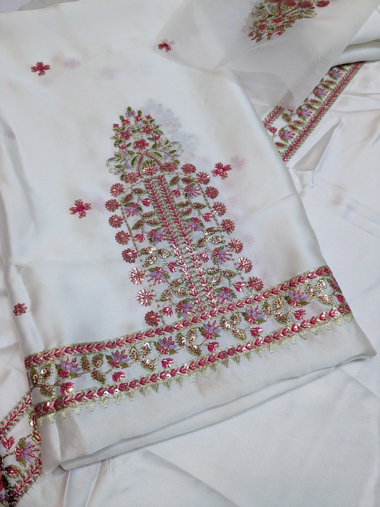 ANEELA INSPIRED WHITE SILK EMBROIDERED