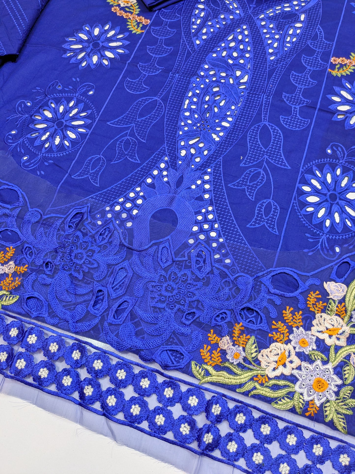 PARISHAY BLUE CHIKENKARI LAWN EMBROIDERED