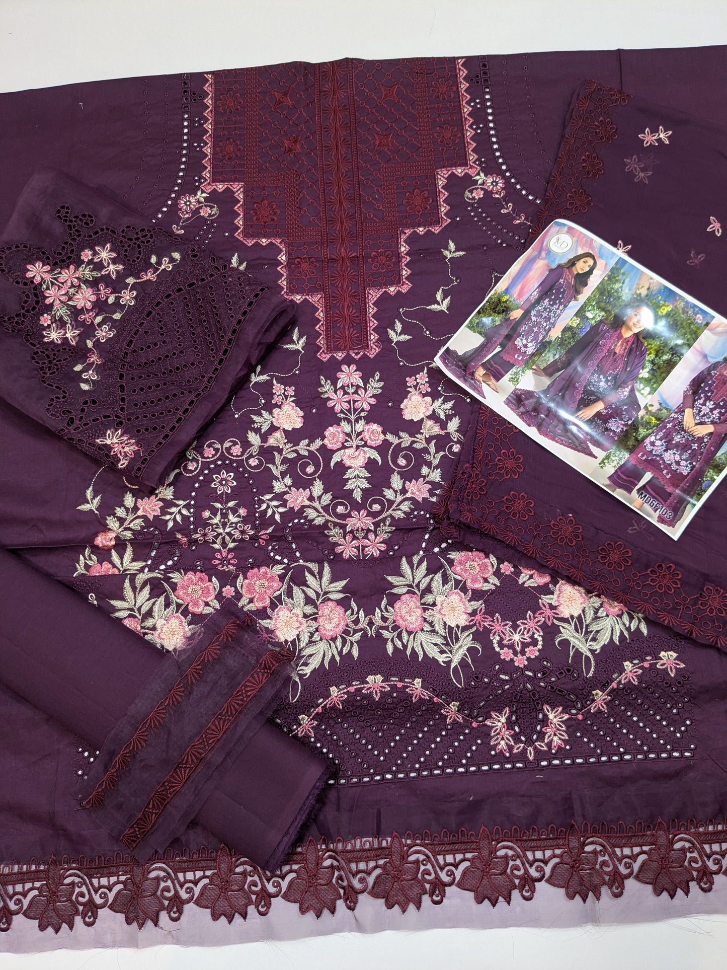 SOBIA NAZIR BURGUNDY PLUM RAMSHA LUXURIOUS LAWN