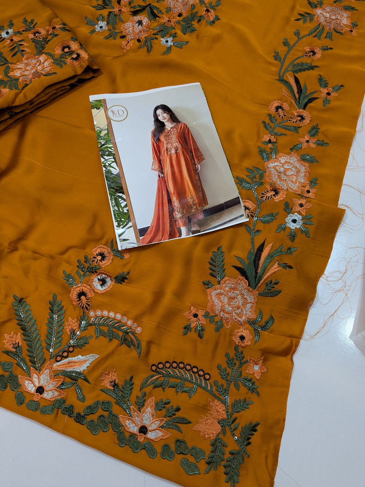 MAHIRA NOOR SILK RUST EMBROIDERED 3PCS