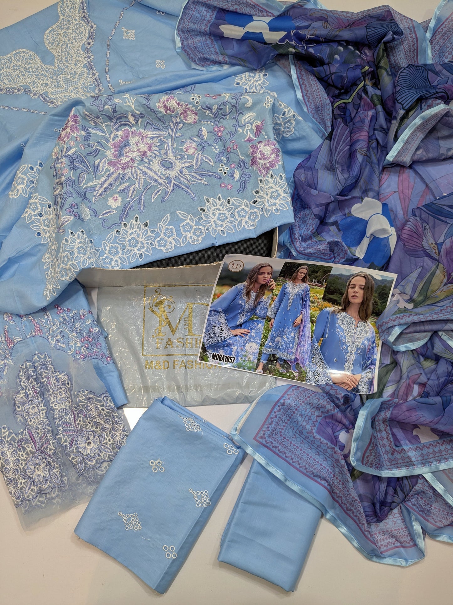 MUSHQ PERIWINKLE LUXURIOUS EMBROIDERED LAWN