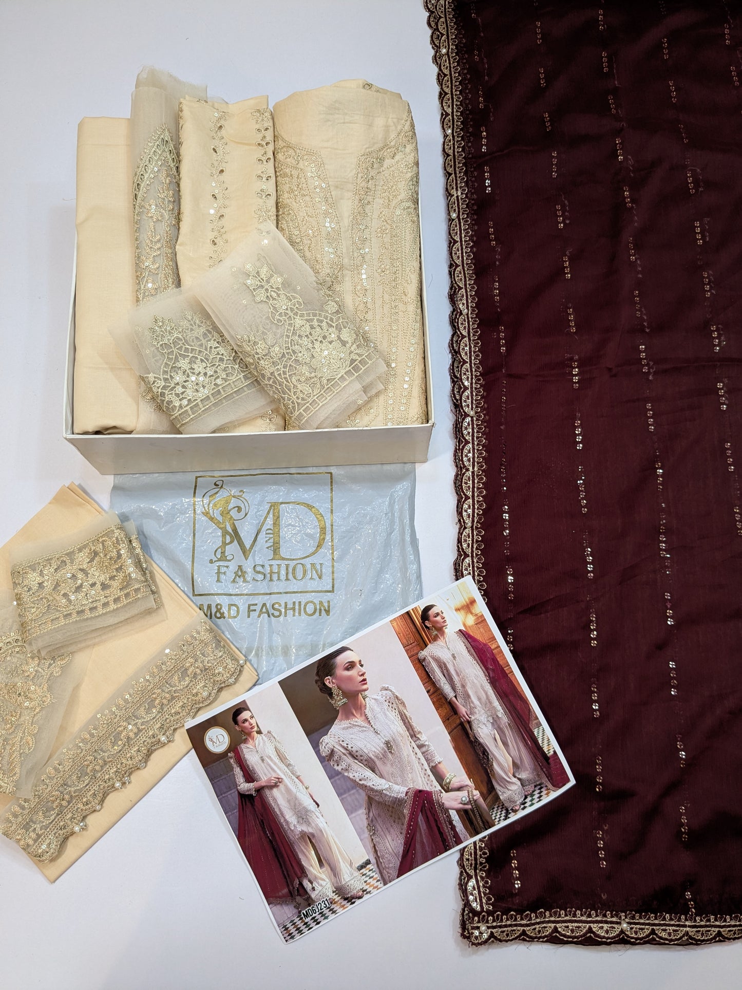 Maria b skin with maroon chikenkari lawn