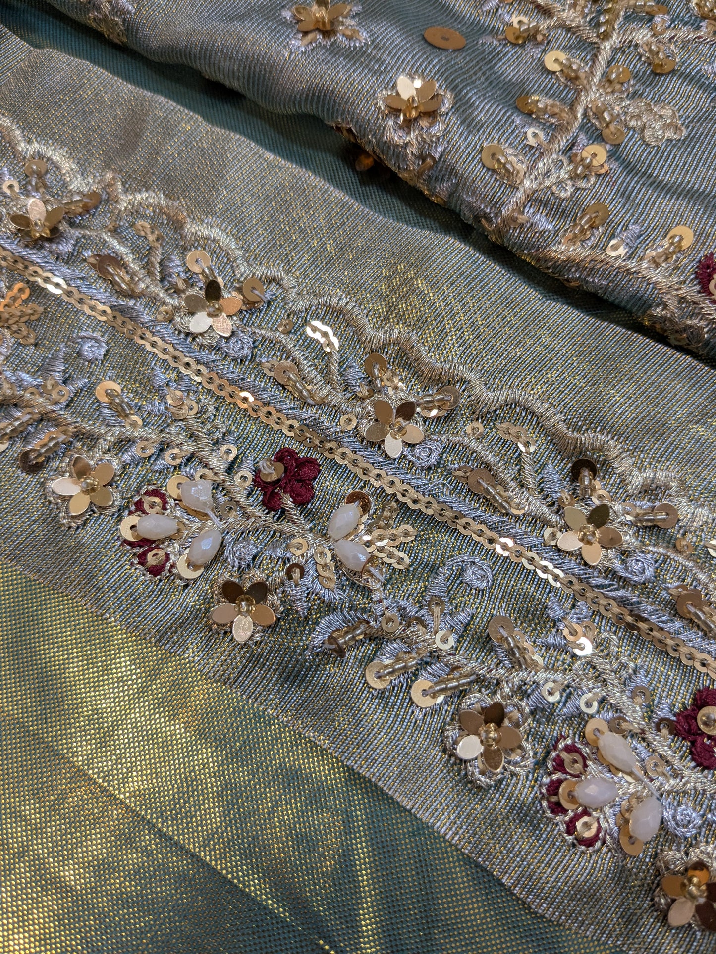 HARIS SHAKEEL SEA GREEN SHIMMERY HAND EMBELLISHED