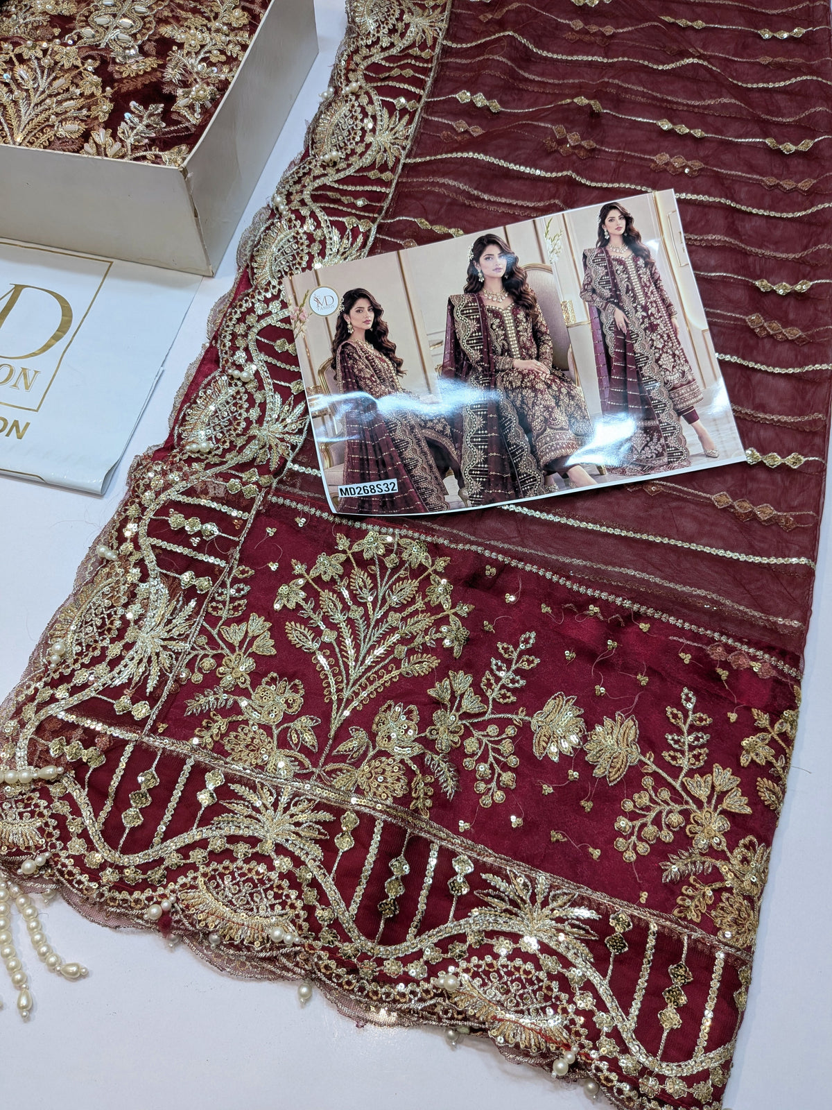 GULAL INSPIRED IZAR MAROON HANDWORK FORMAL