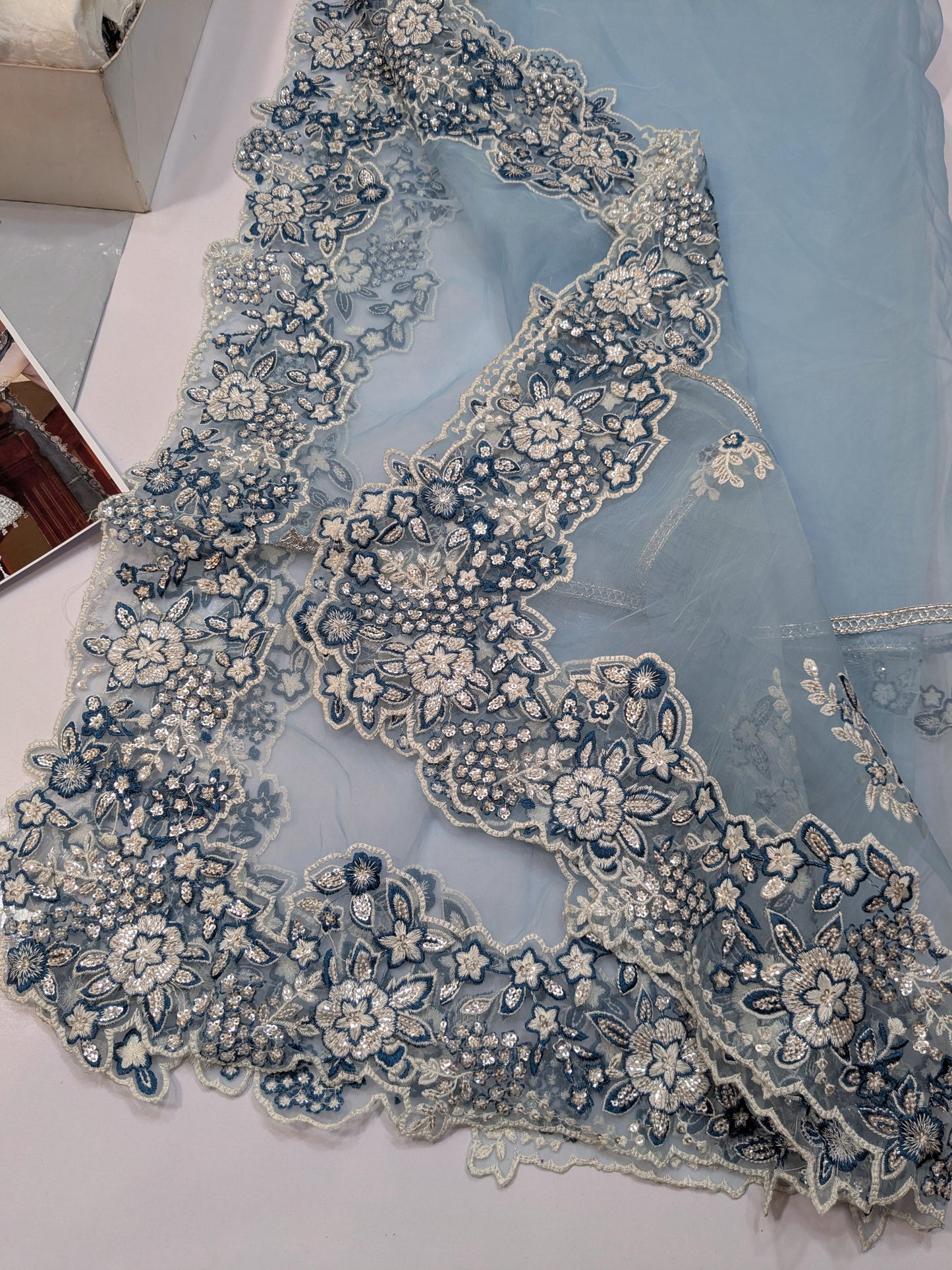 HUSSAIN REHAR VIRELLE PREMIUM RAW SILK HAND EMBELLISHED 3 PIECE UNSTICHED