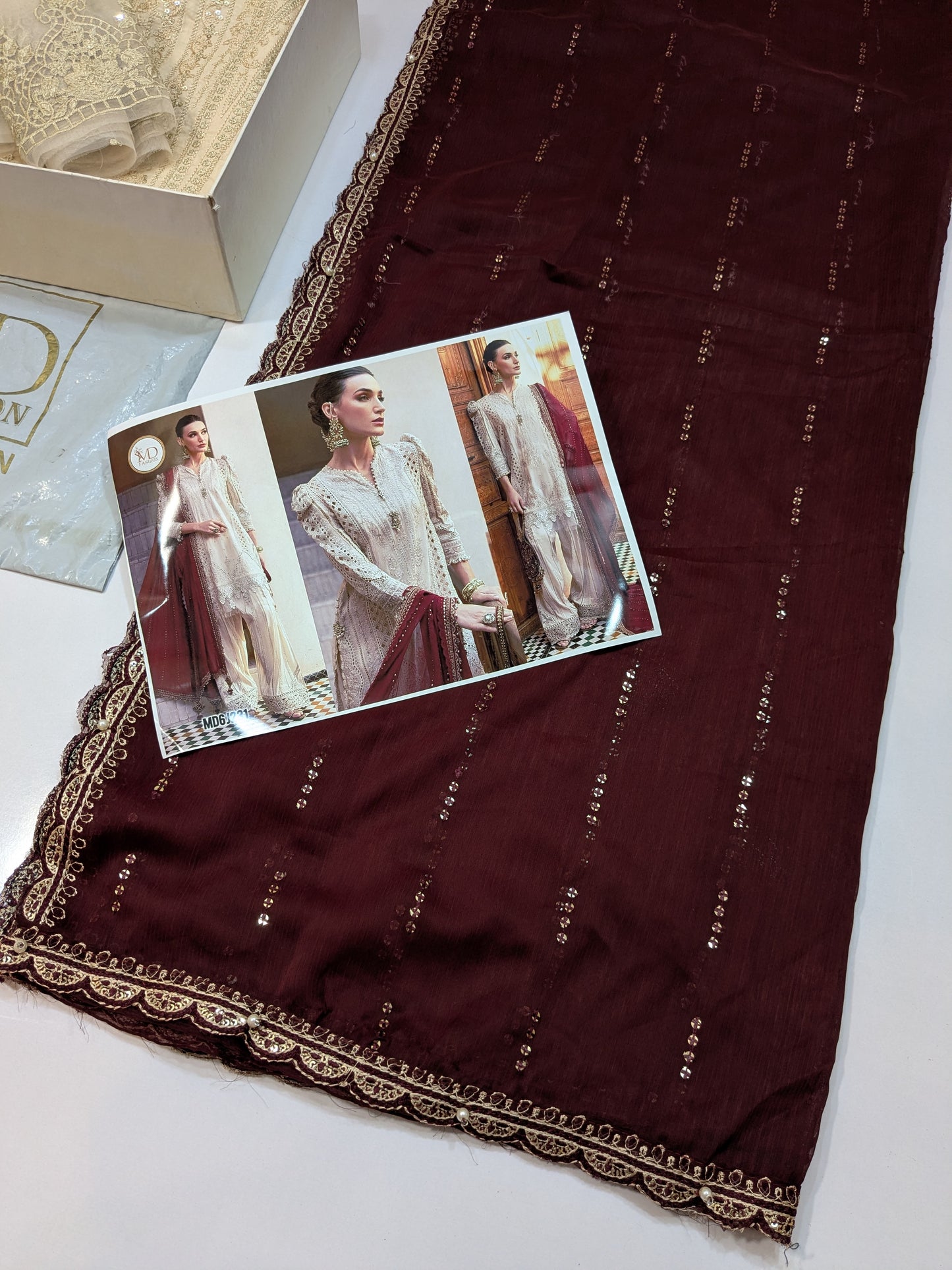 Maria b skin with maroon chikenkari lawn