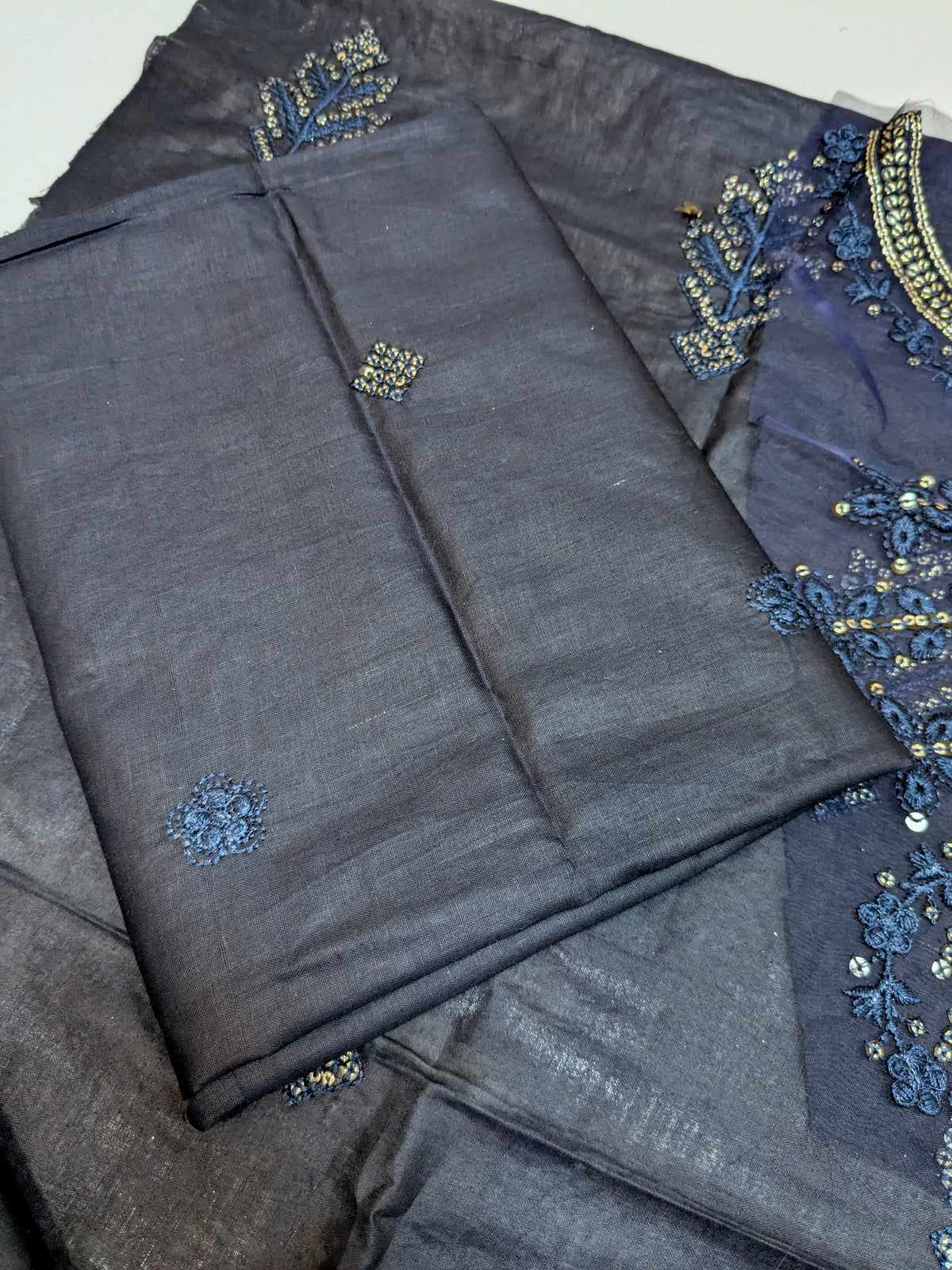 TIMELESS 15 INK BLUE LAWN COTTON WITH CHIFFON DUPPATA