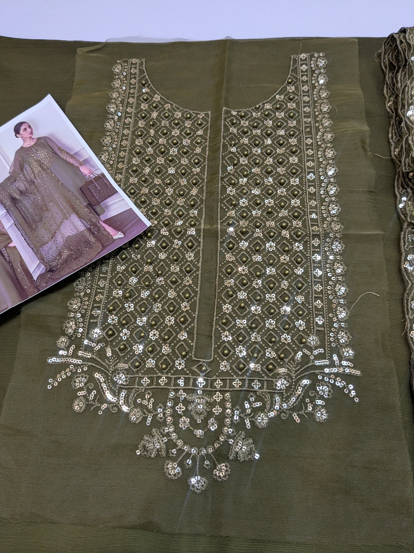 BAROQUE INSPIRED MEHANDI CHIFFON EMBROIDERED