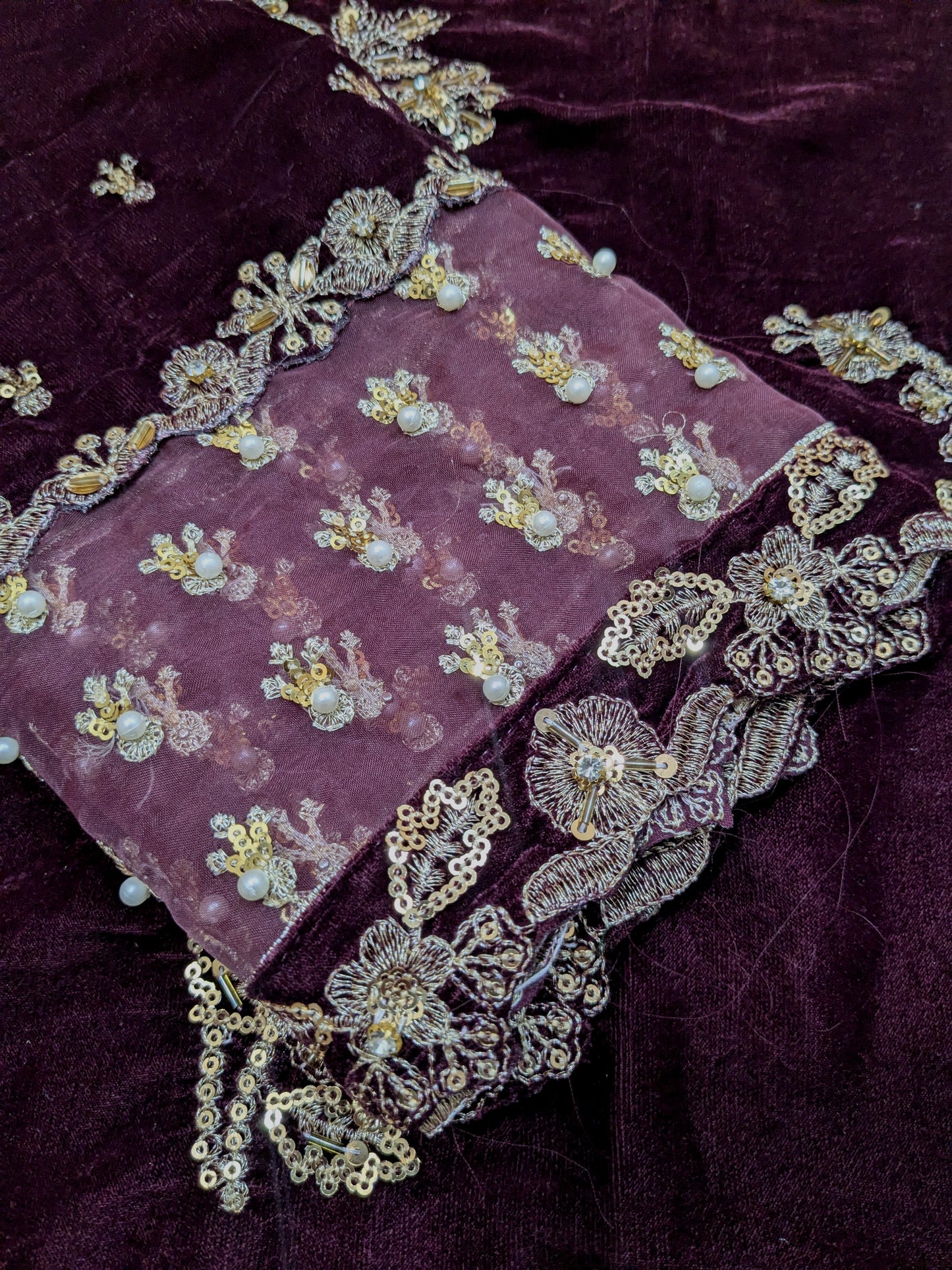 AFROZEH HIGH VERSION BURGUNDY VELVET