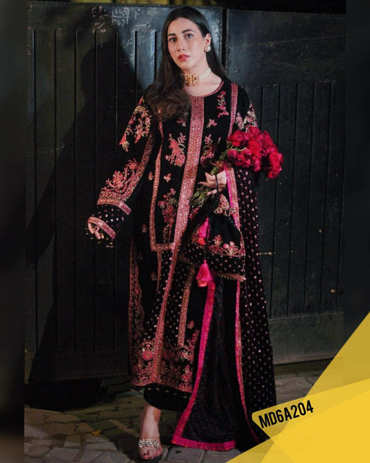 ANEELA BLACK LUXURIOUS LAWN COTTON EMBROIDERED