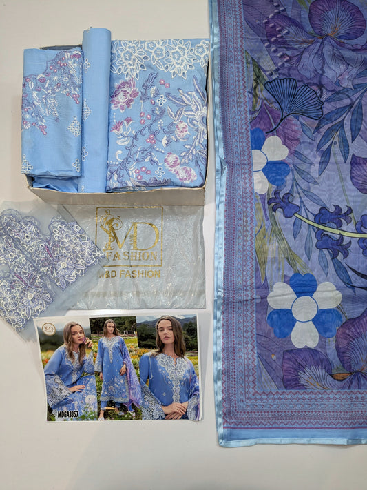 MUSHQ PERIWINKLE LUXURIOUS EMBROIDERED LAWN