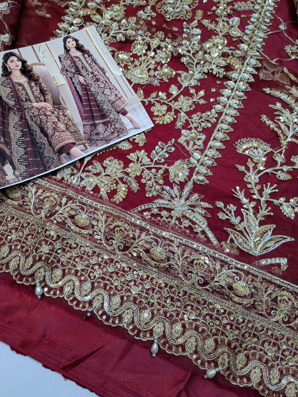 GULAL INSPIRED IZAR MAROON HANDWORK FORMAL