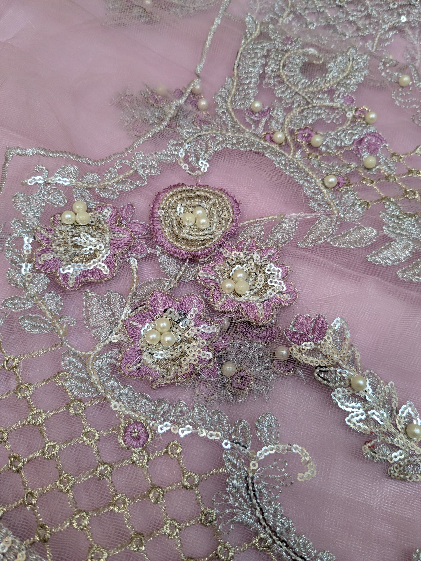Maria b couture lilac net embroidered maxi