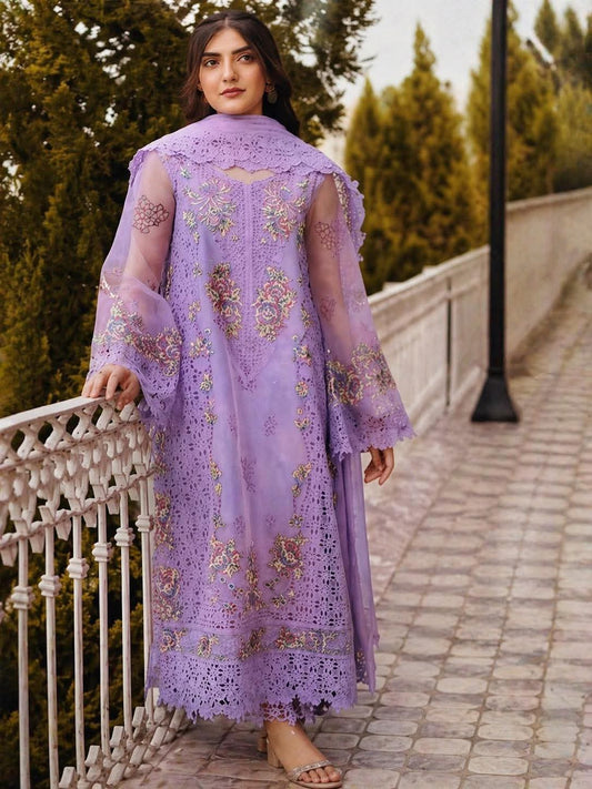 ANEELA LILAC CHIKENKARI EMBROIDERED