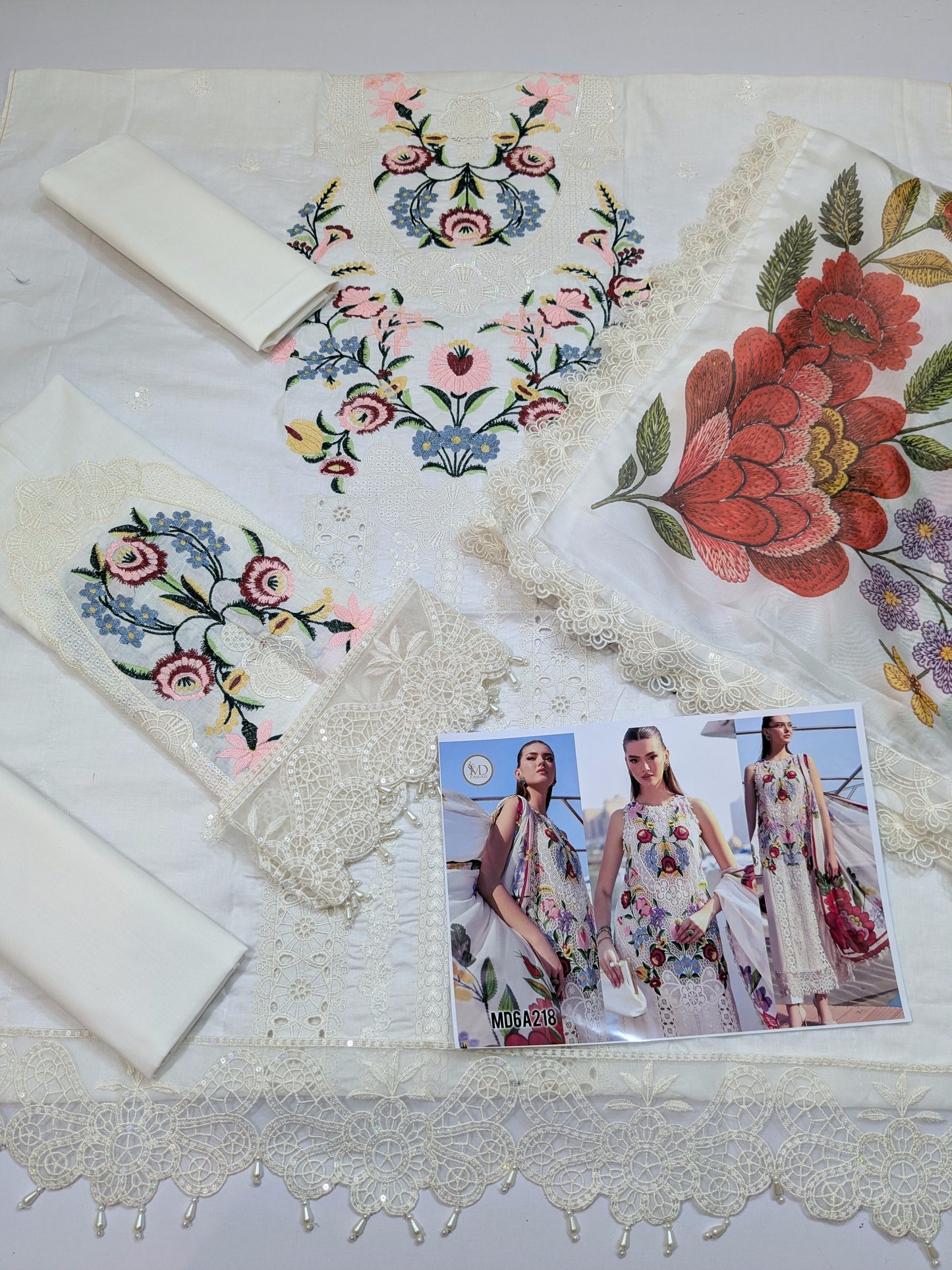MARIA B LAWN Embroidered WHITE 10A