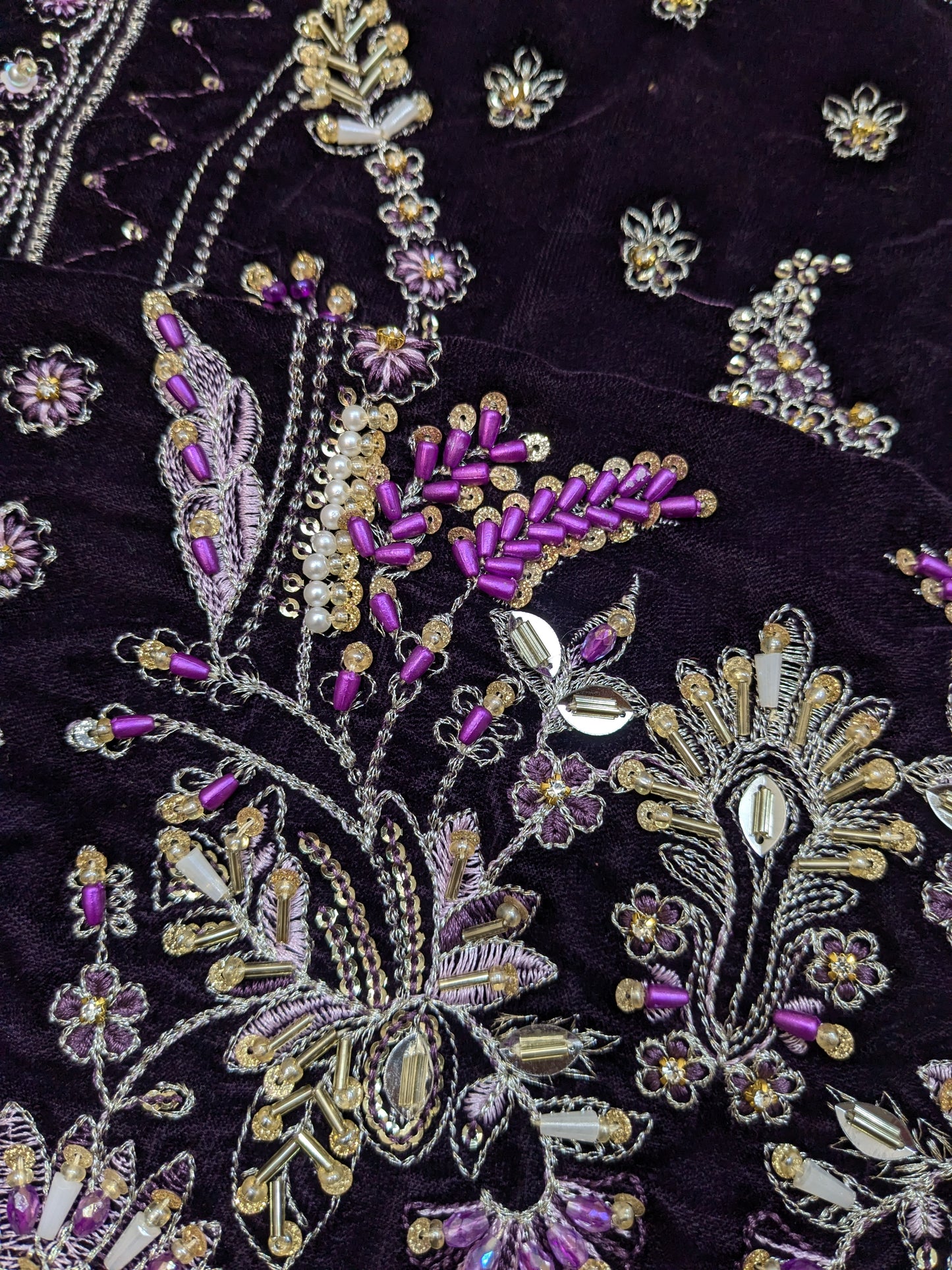 Aneelas Luxurious wedding wear purple velvet