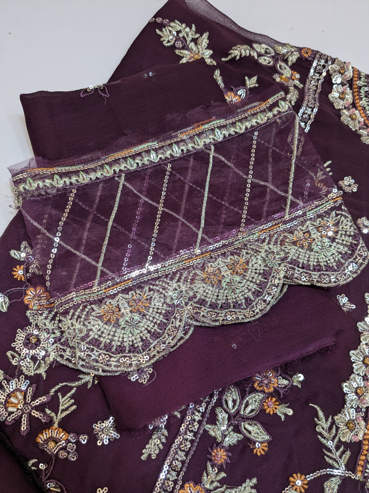 GULAAL INSPIRED CHIFFON HAND EMBELLISHED DRESS