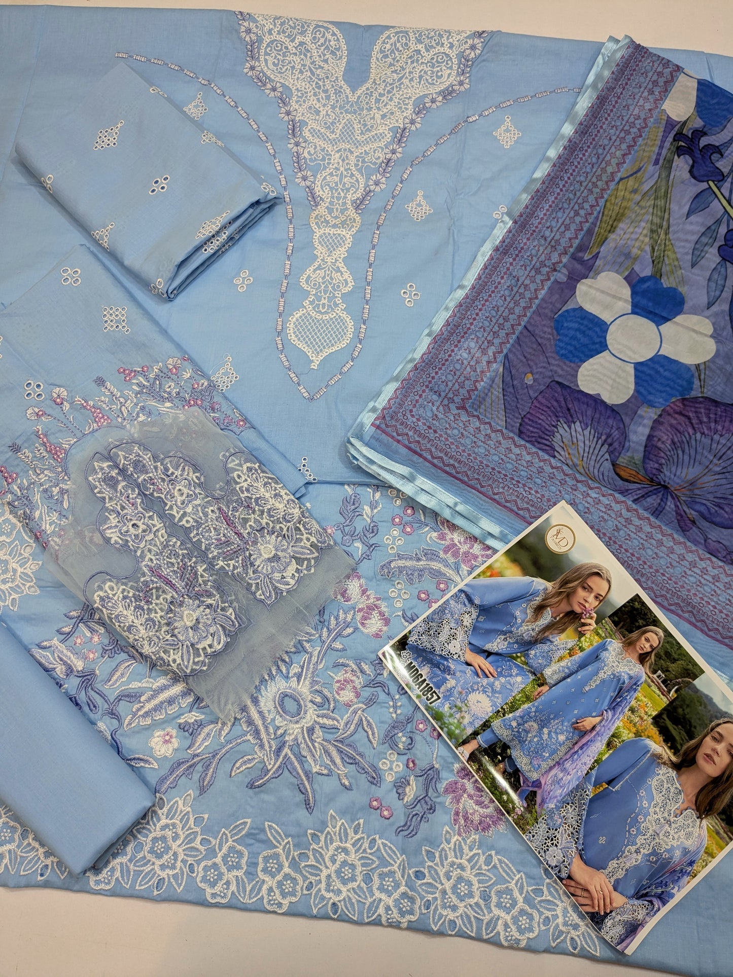 MUSHQ PERIWINKLE LUXURIOUS EMBROIDERED LAWN