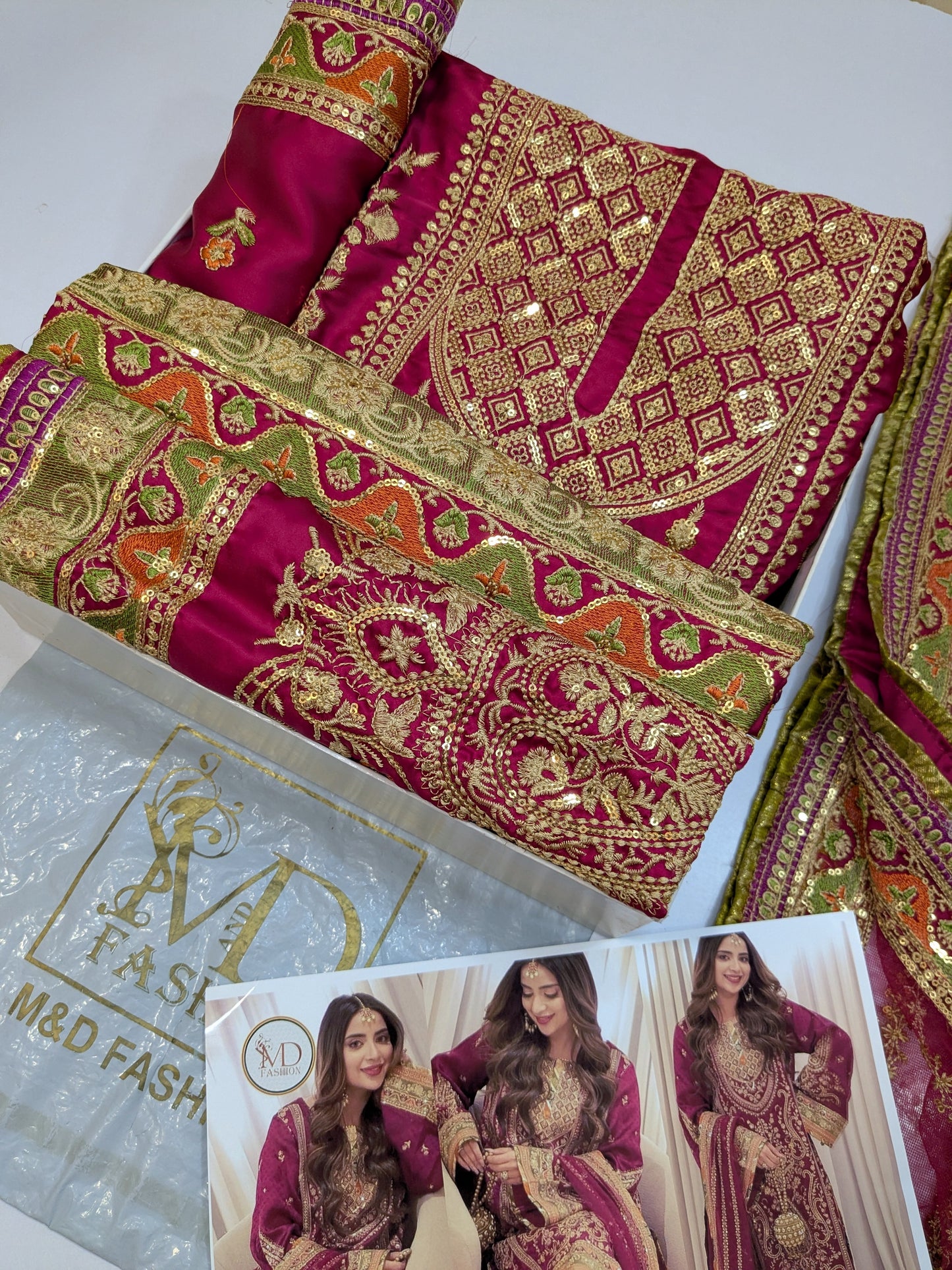 ANEELA SABOOR CHARMEUSE SILK EMBROIDERED DRESS