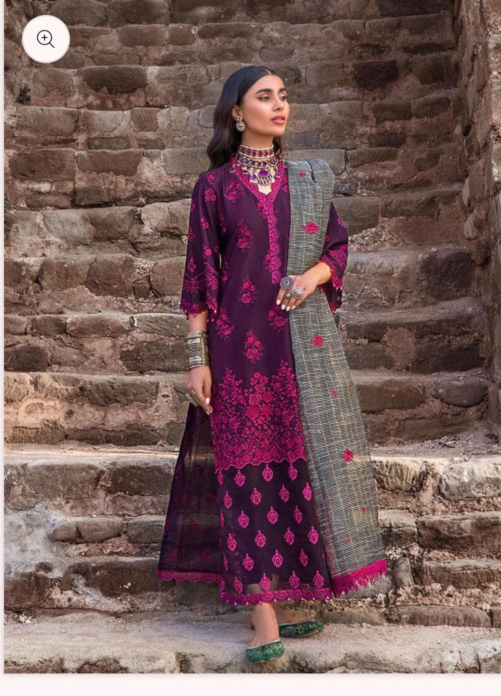 ZAINAB CHOTANI PURPLE LAWN WITH GREY KHADDI DUPPATA