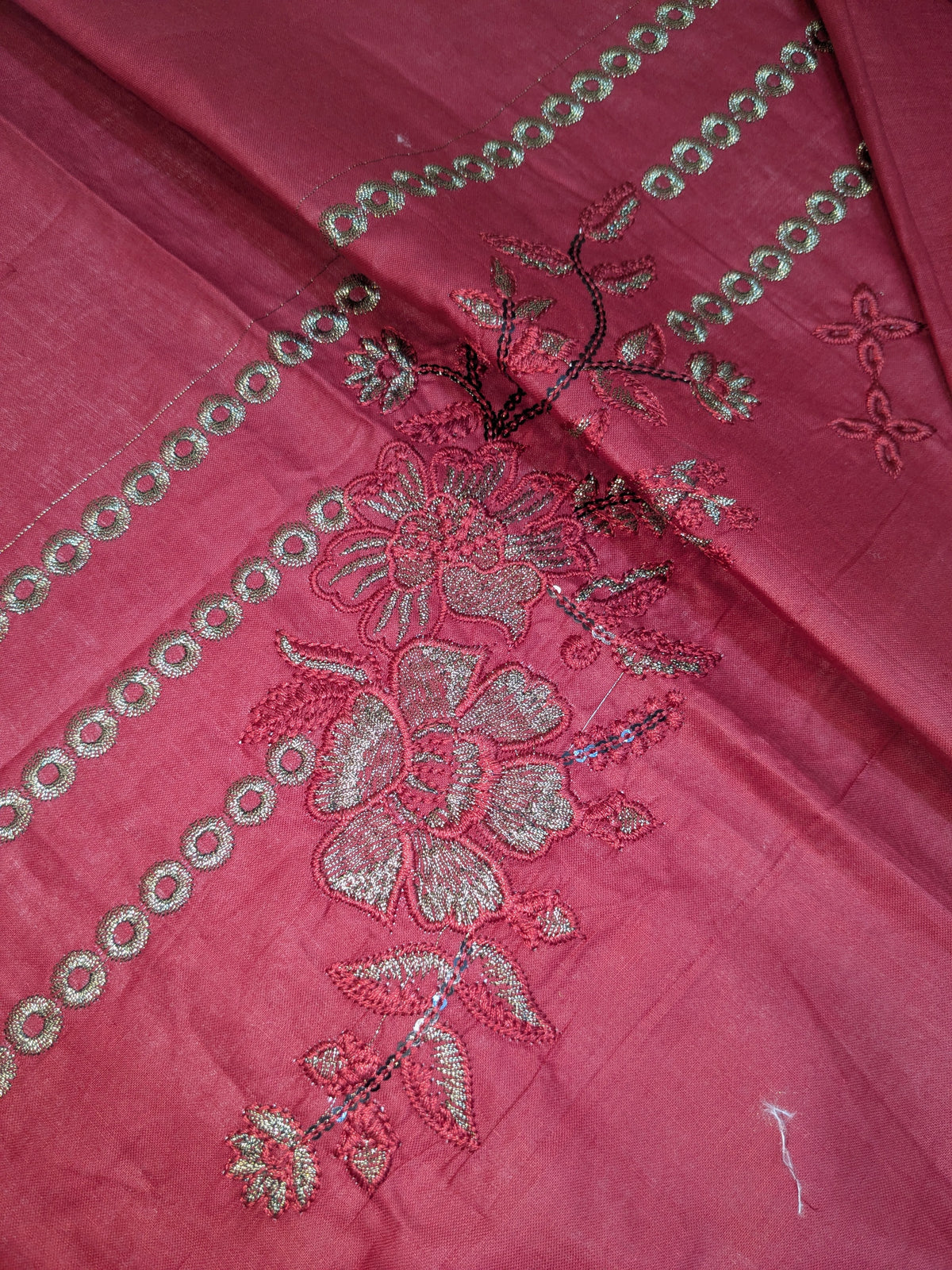MAHIRA 07 REDDISH PINK LAWN COTTON DRESS WITH CHIFFON DUPPATA