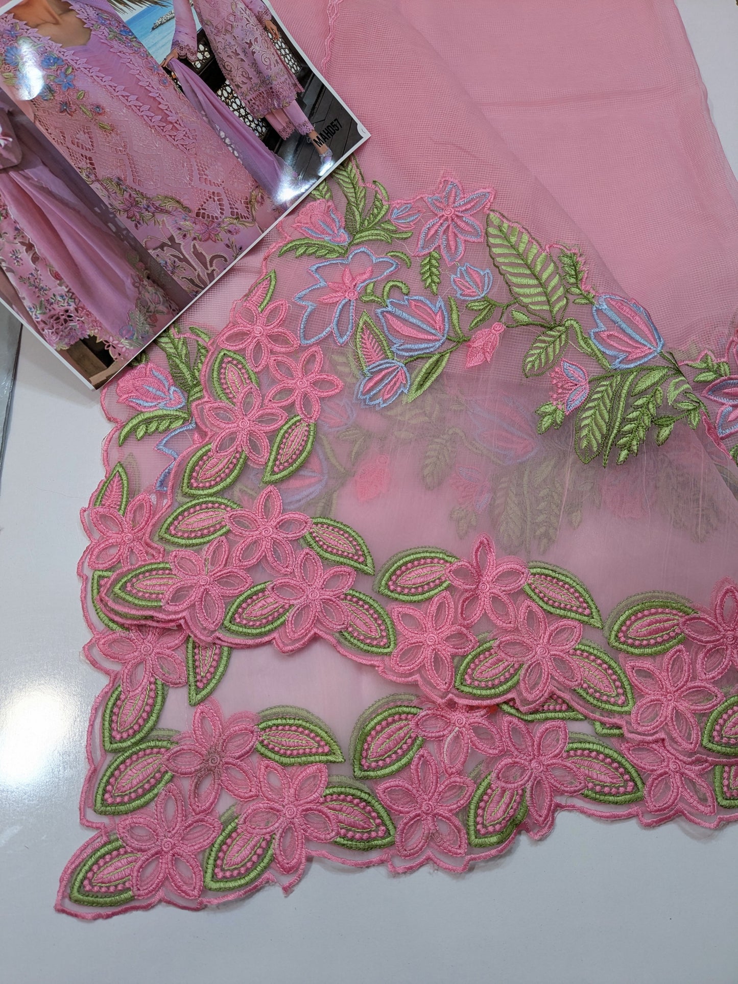 RANG RASIYA NATALIA ROSE PINK LUXURY CHIKANKARI LAWN 3 PIECE