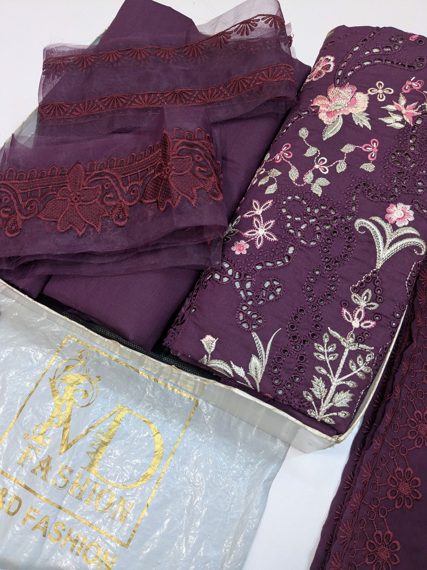 SOBIA NAZIR BURGUNDY PLUM RAMSHA LUXURIOUS LAWN