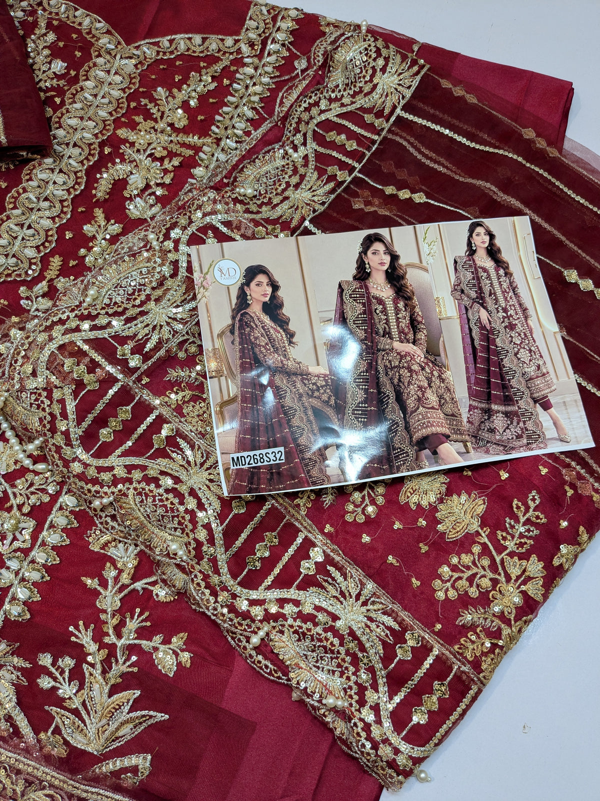 GULAL INSPIRED IZAR MAROON HANDWORK FORMAL