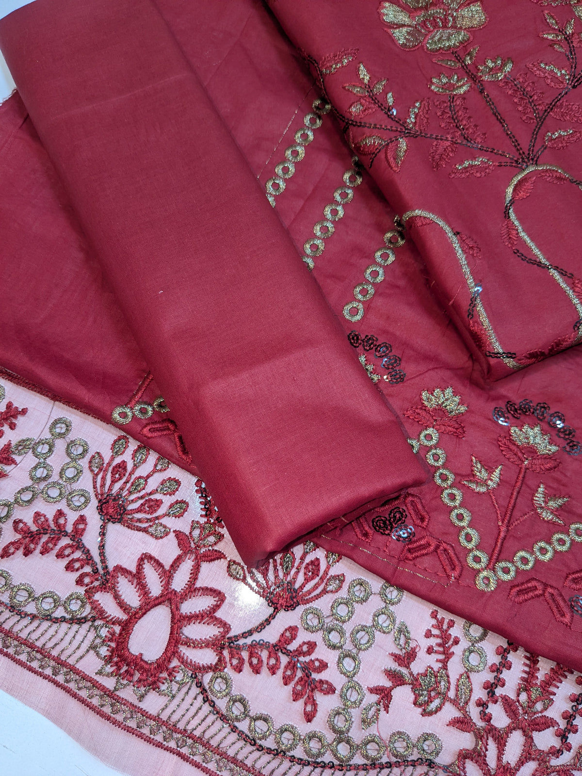 MAHIRA 07 REDDISH PINK LAWN COTTON DRESS WITH CHIFFON DUPPATA