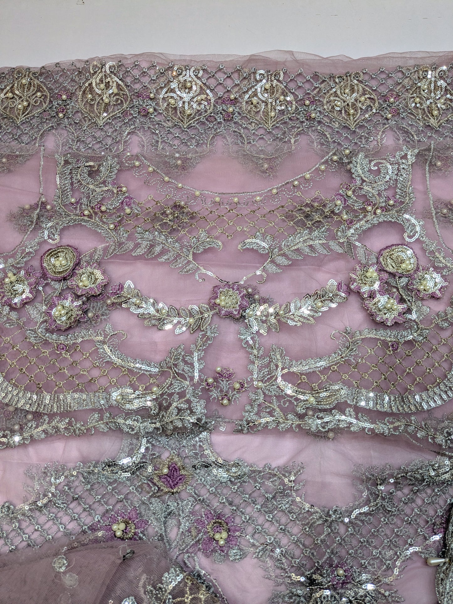 Maria b couture lilac net embroidered maxi