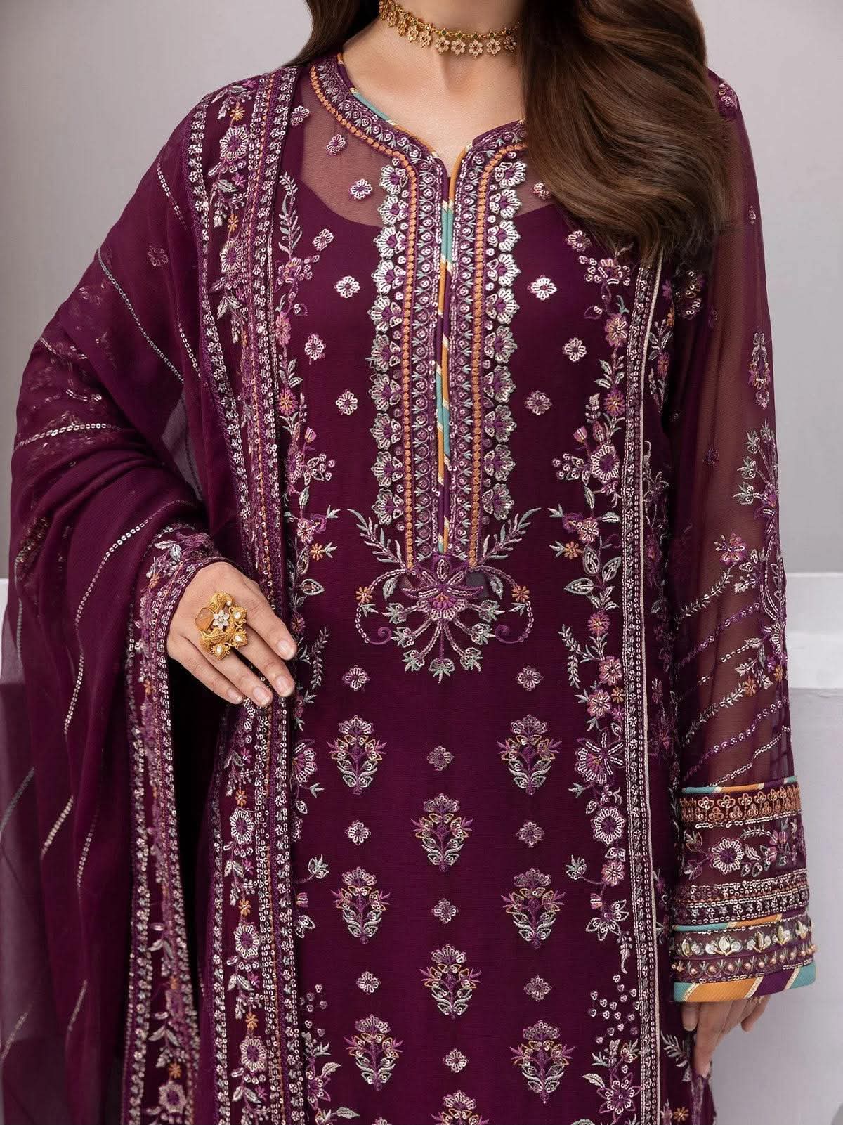 GULAAL INSPIRED CHIFFON HAND EMBELLISHED DRESS