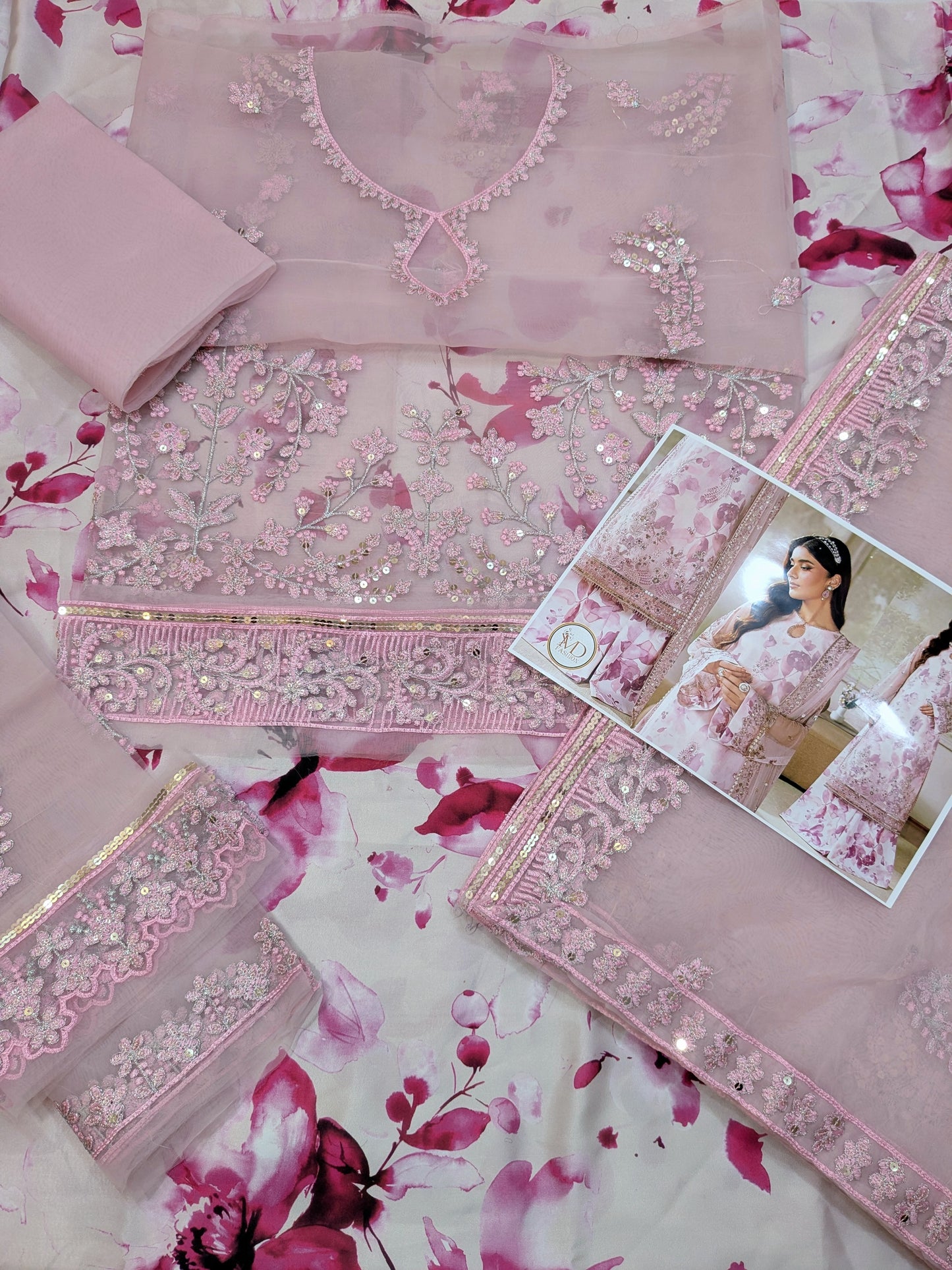 Zareef Rahma printed and embroidered dress