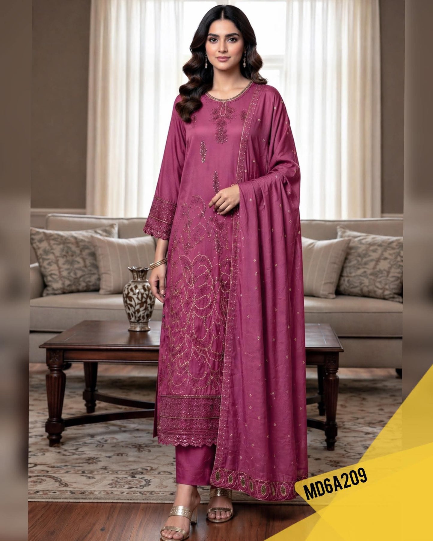 KUAWB COLLECTION DEEP ROSE LAWN COTTON