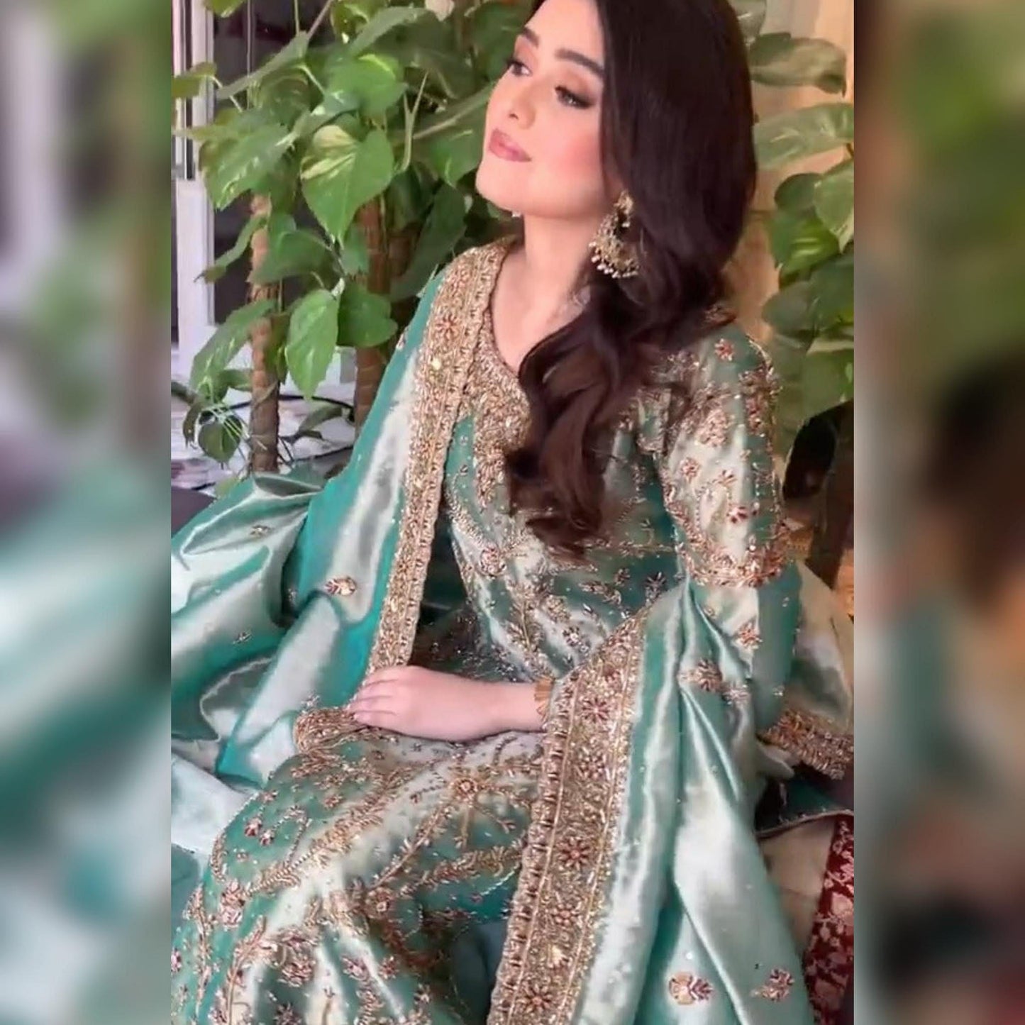 HARIS SHAKEEL SEA GREEN SHIMMERY HAND EMBELLISHED