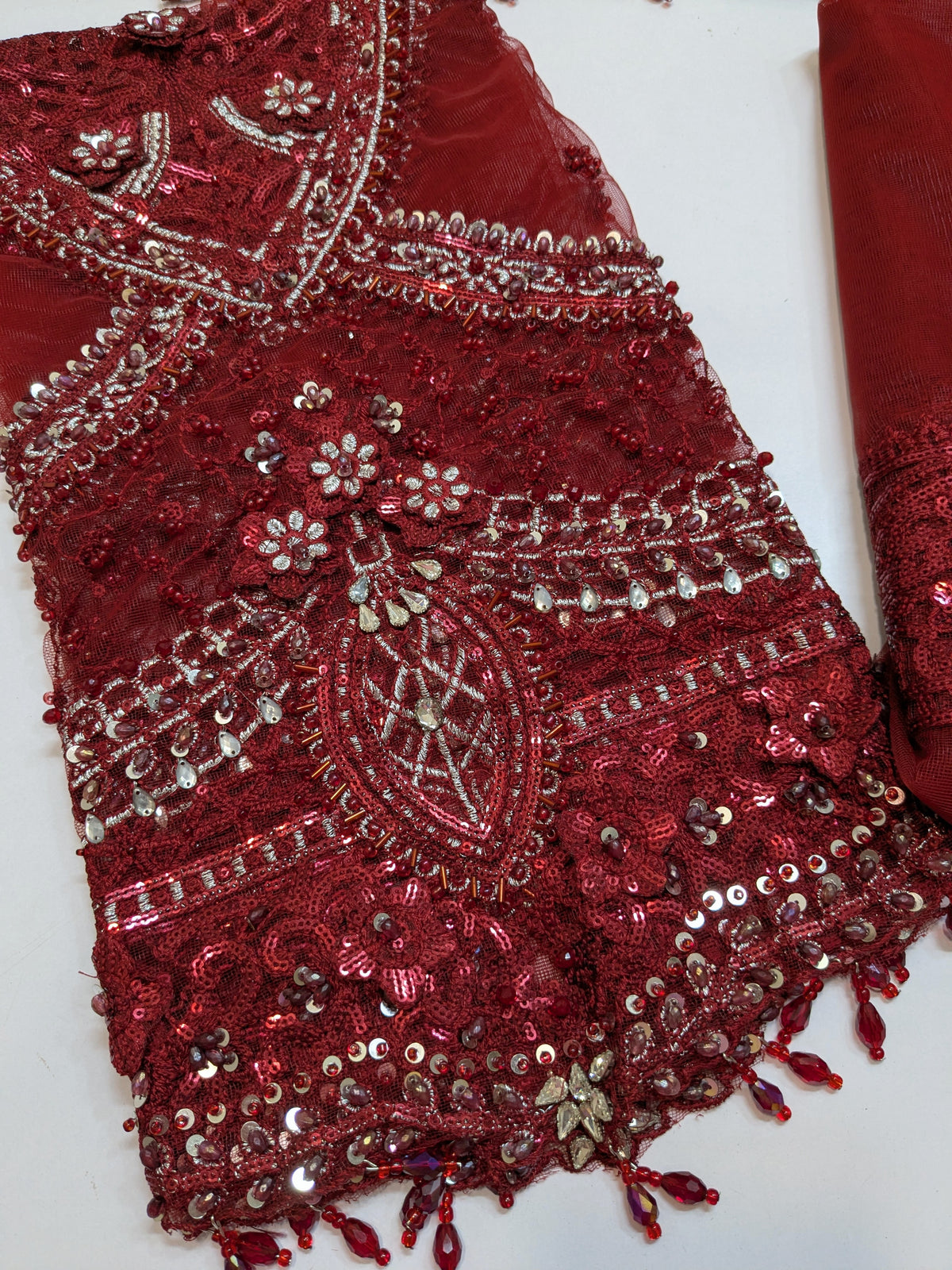 MARIA B INSPIRED MAROON NET SAREE
