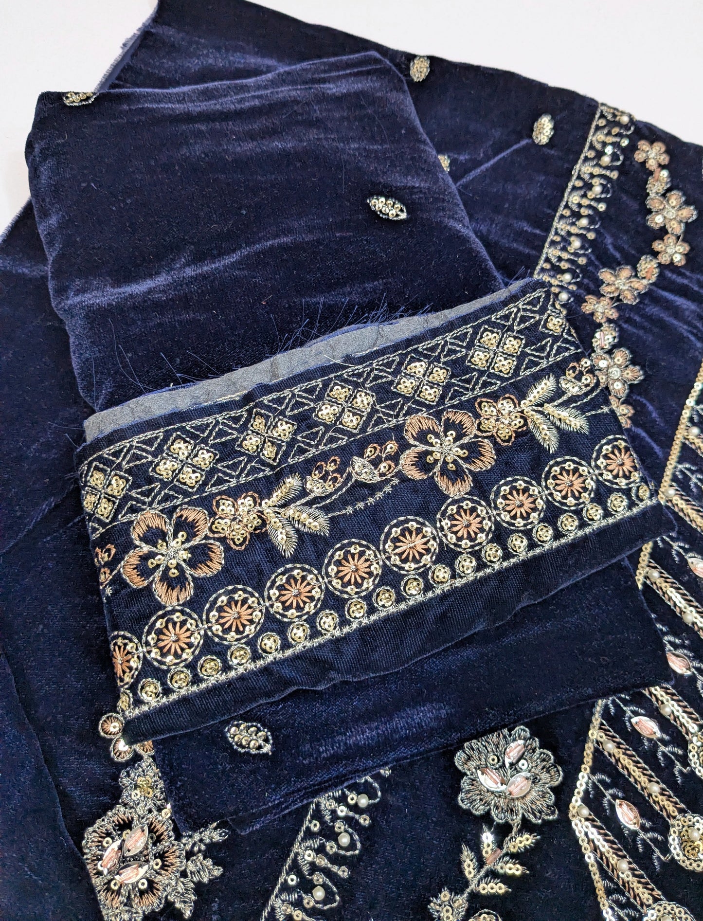 ANEELAS SUMBUL BLUE LUXURIOUS VELVET DRESS
