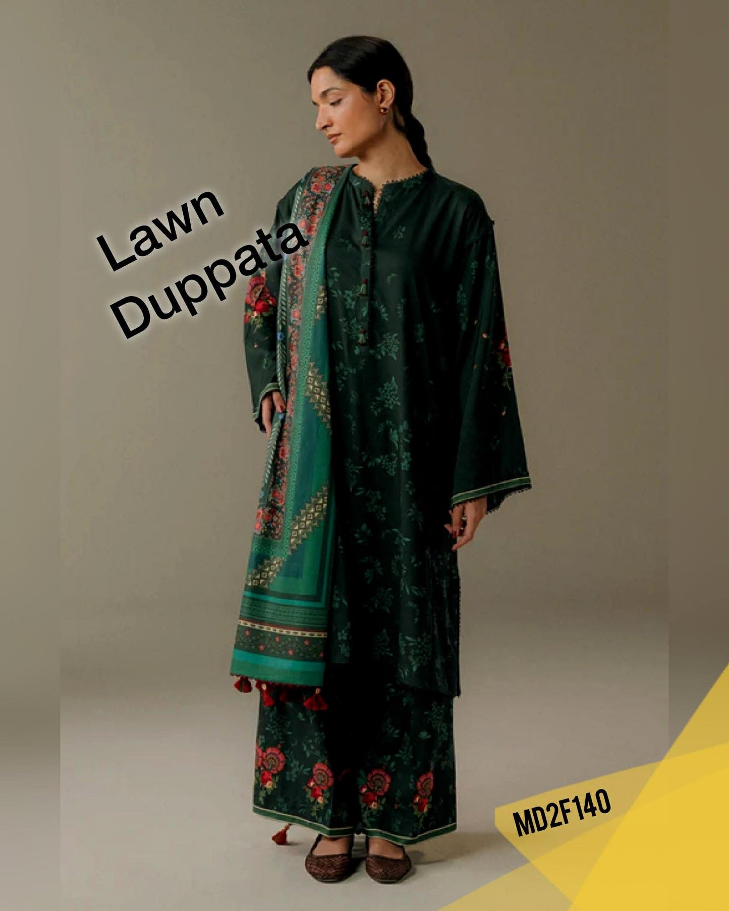 COCO BY ZARA SHAHJAHAN WILD FERN DIGITAL PRINT LAWN DUPPATA