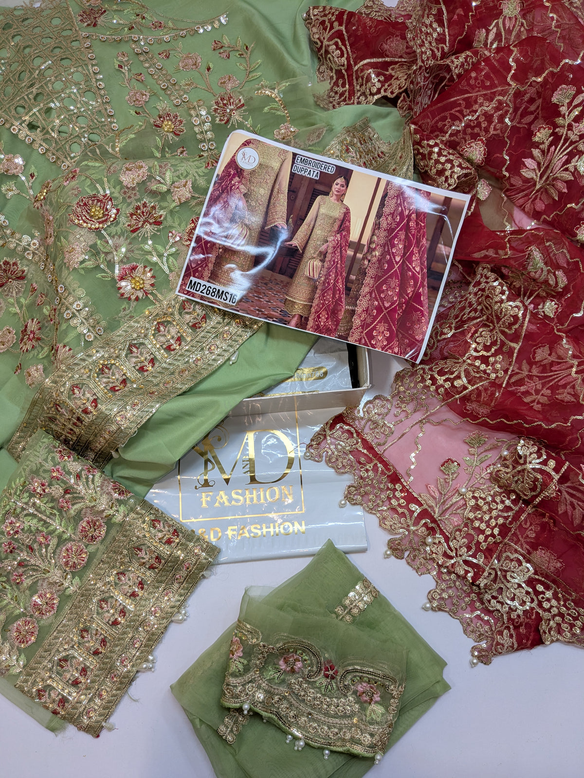 CRIMSON INSPIRED ANECDOTES EMBROIDERY DUPPATA