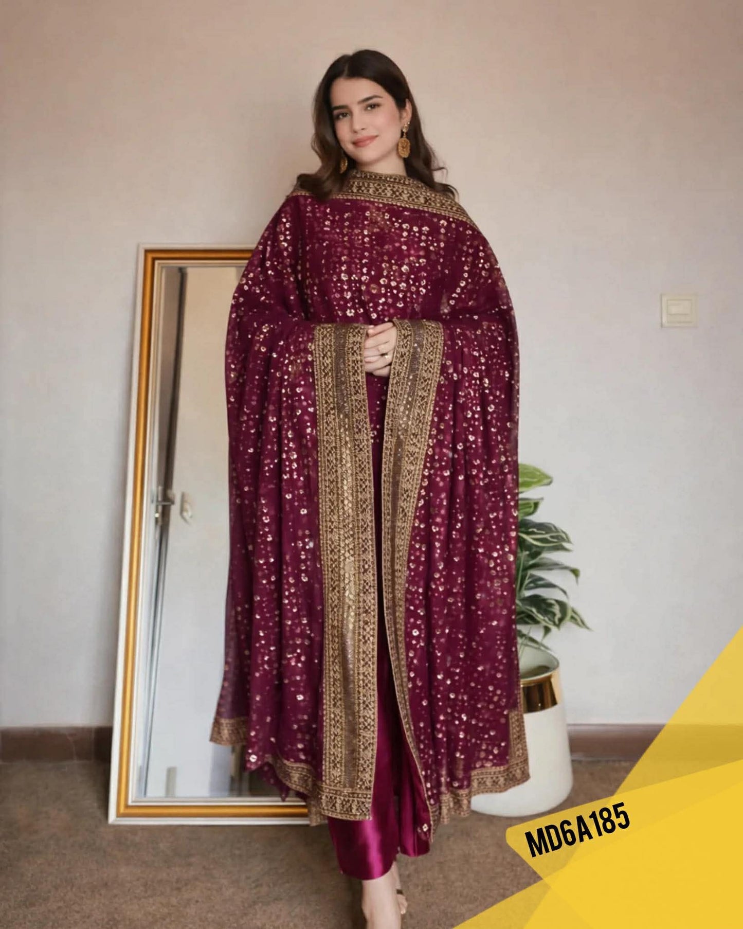 SAJAL VIRAL SILK DRESS WITH HEAVY DUPPATA