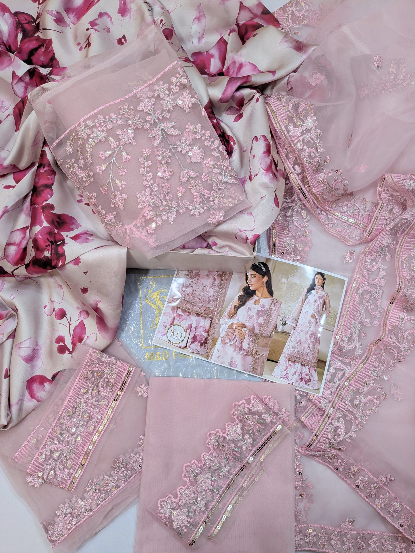 Zareef Rahma printed and embroidered dress