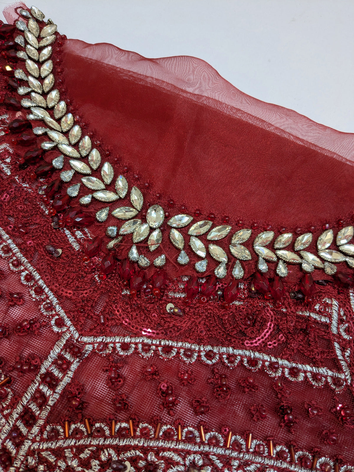 MARIA B INSPIRED MAROON NET SAREE