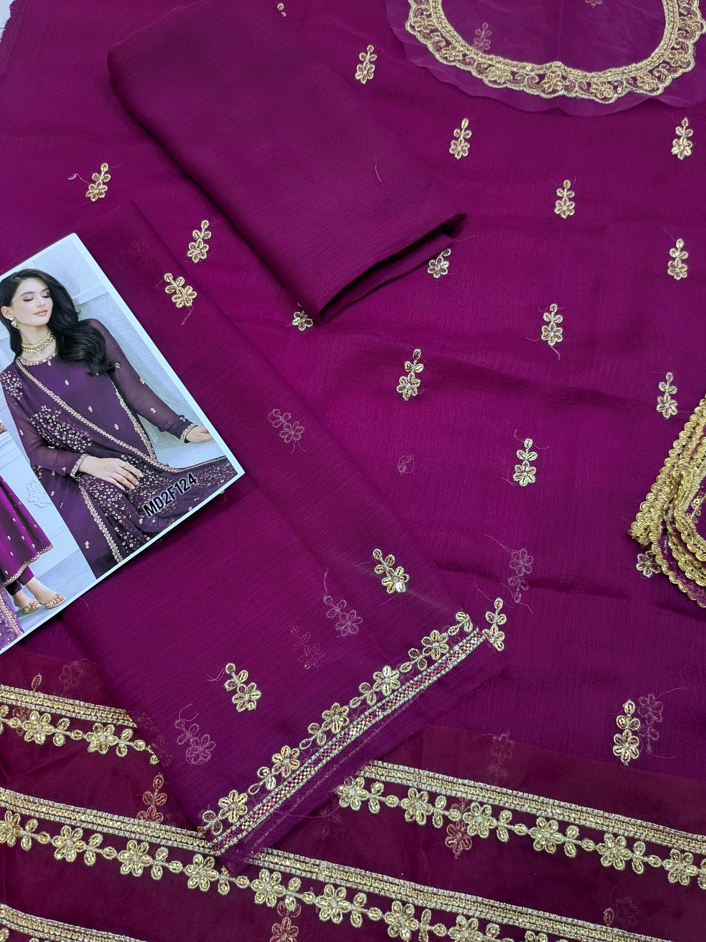 KHIMKHUAB PURPLE CHIFFON EMBROIDERED