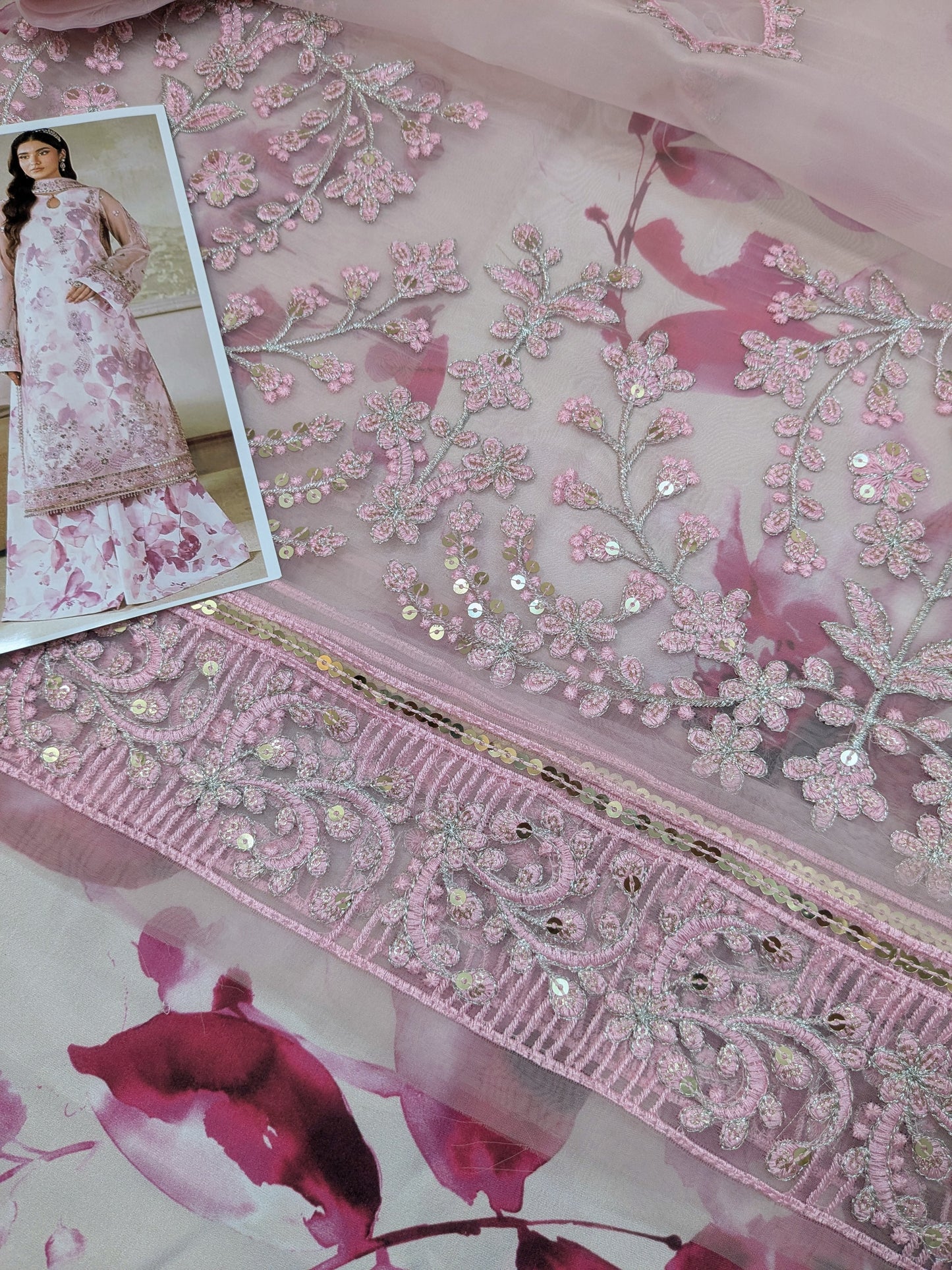 Zareef Rahma printed and embroidered dress