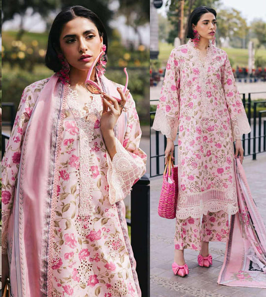 MAHNUR LOTUS LAWN EMBROIDERED 3pc