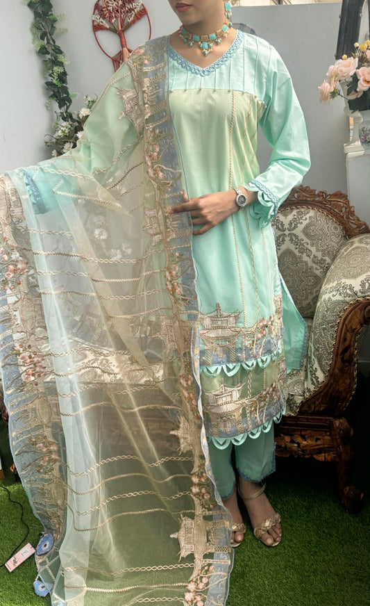 AQUA SEA TYE DYE STITCHED LAWN 3PCS