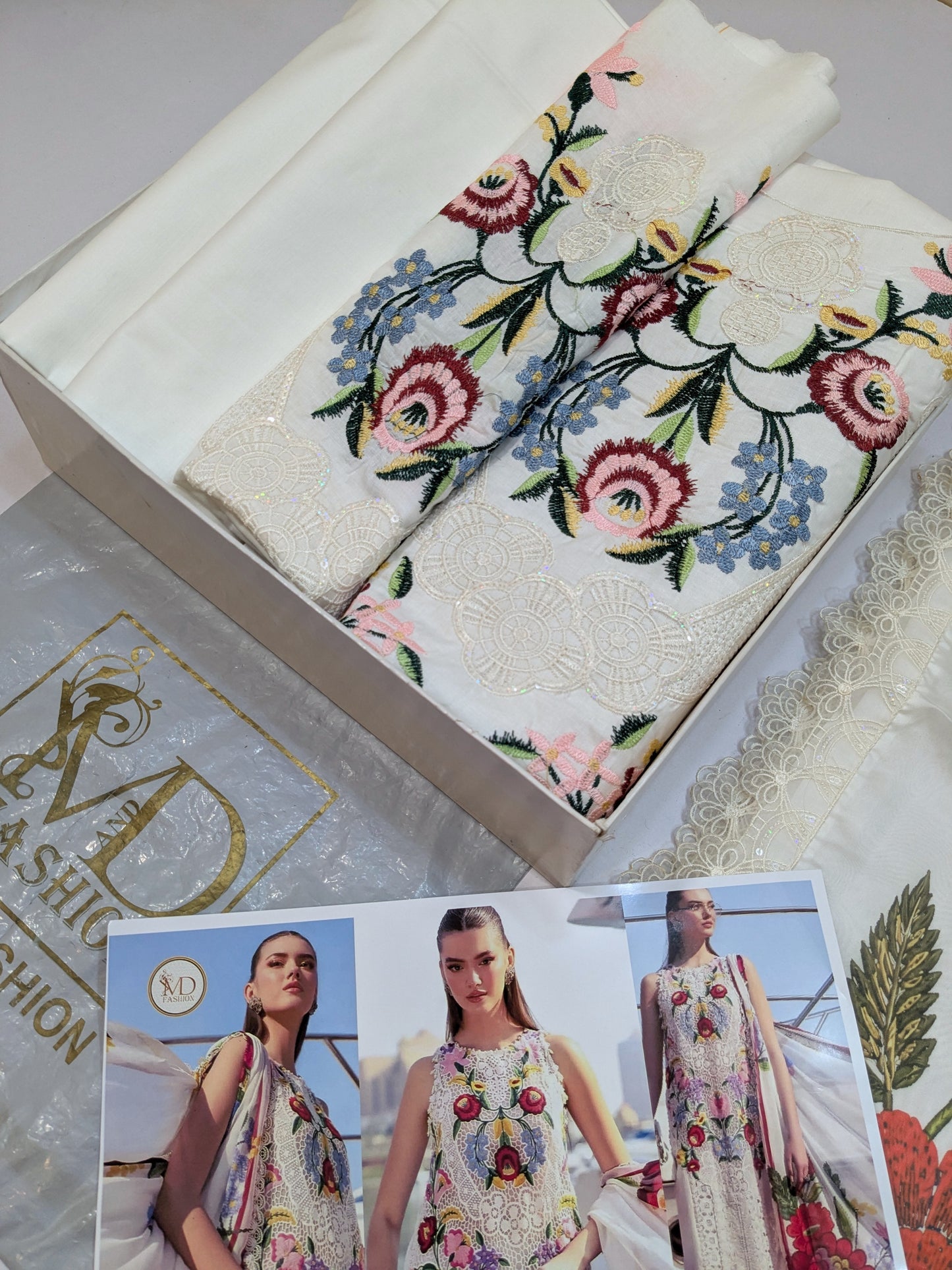 MARIA B LAWN Embroidered WHITE 10A