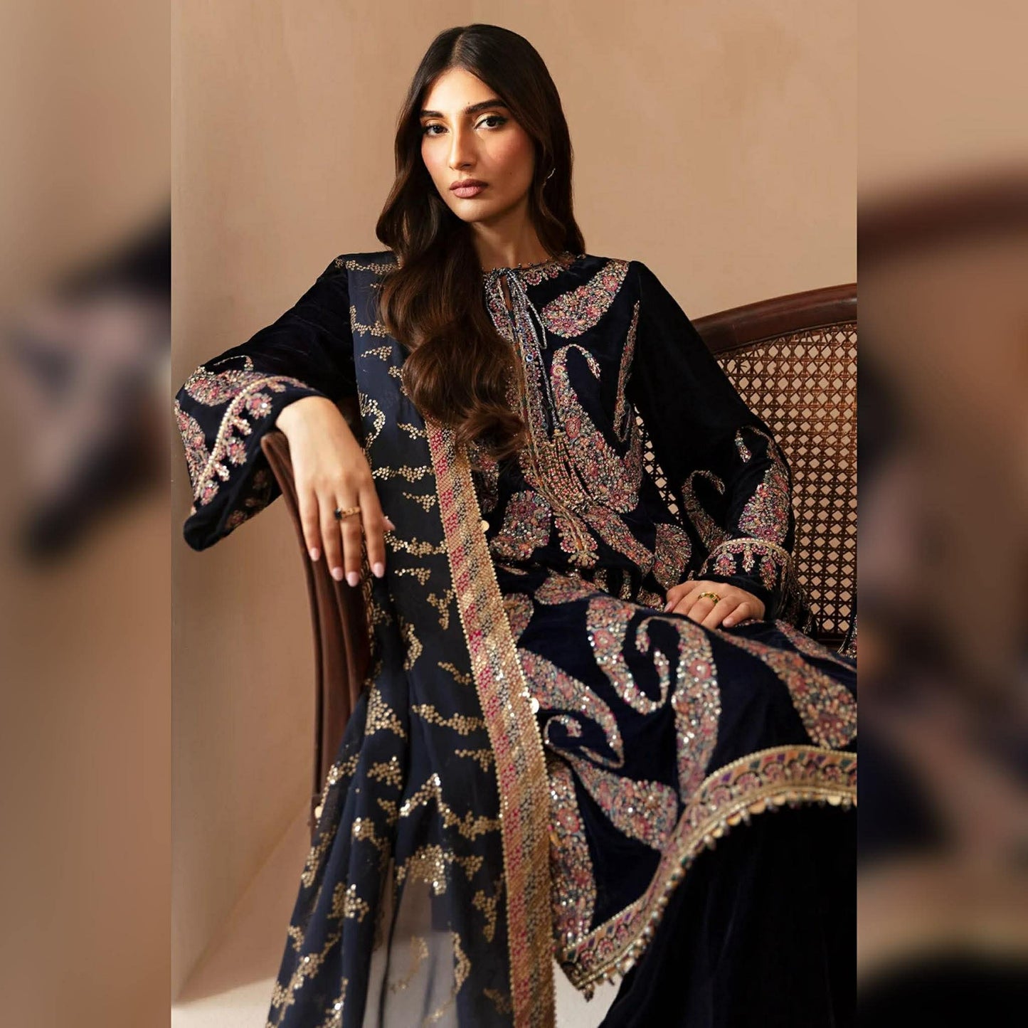 JAZMIN KAIRY MULTI EMBROIDERED VELVET 3PC