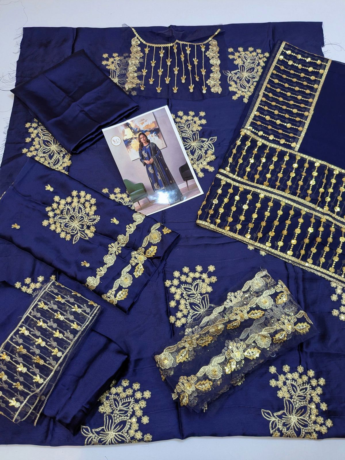 MAHIRA SILK EMBROIDERED BLUE FORMAL