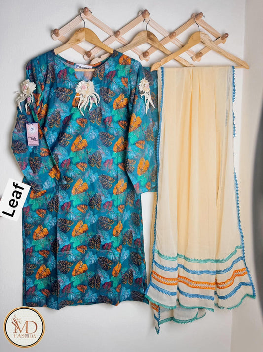 LEAF LAWN STITCHED 3pcs outfit