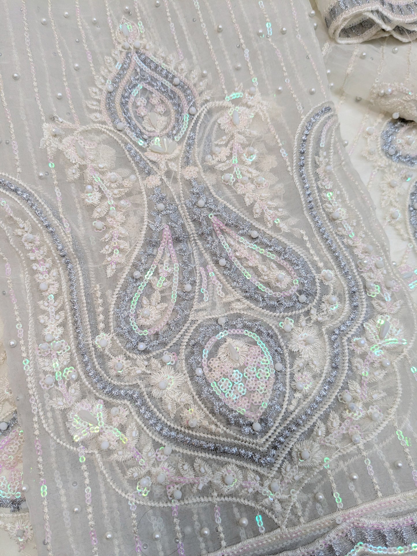 Maria b Pearl embroidered White dress